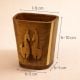 Handcrafted Wood Square Pen Pot with Bird Design